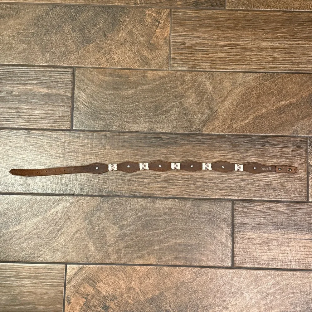 Child Western Country Rodeo Leather Belt with Silver and Weaving Design